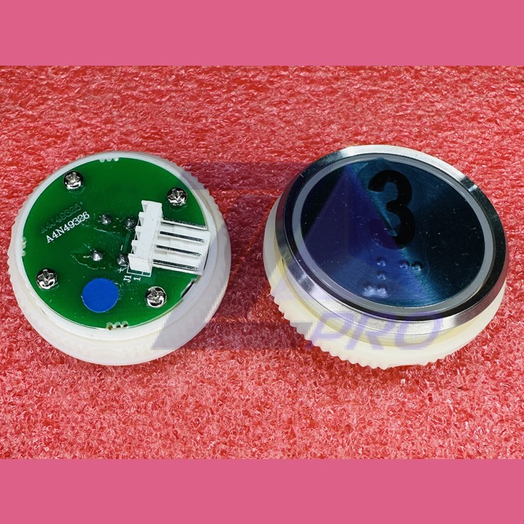 Кнопочный модуль 3 синяя подсветка с шрифтом Брайля  A4N49326 Thyssen